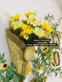 V Shape Planter With Yellow Sun Flowers_img_1