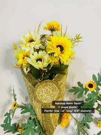 V Shape Planter With Yellow Sun Flowers_img_2