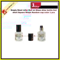Empty Steel roller Roll on Glass Attar bottle 6ml sort Square Shape Random cap color 1 pcs_img_1