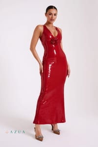 Rose Sequin Maxi Dress - Red_img_4