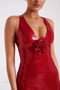 Rose Sequin Maxi Dress - Red_img_5