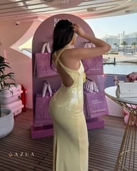 Rose Sequin Maxi Dress - Lemon Yellow_img_1