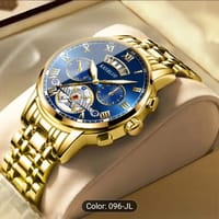 KASRLUO Men's Luxury Business Sports Quartz Watch with Stainless Steel Band, Blue Dial & Transparent Back – Elegant Analog Display, Perfect Gift for Him, Formal Accessory | Elegant Analog Watch | Alloy Case Watch 001_img_0