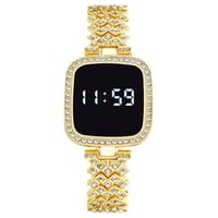 New Trend Fashion Steel Chain Diamond Women Watch Full Diamond Touch Screen LED Water Diamond Bracelet Watch_img_1