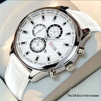 Quartz Men'S Watch, Round Alloy Case, Analog Display, Shock-Resistant, Faux Leather Band, Non, Button Battery Powered 41_img_0