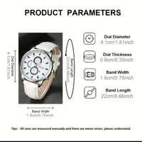 Quartz Men'S Watch, Round Alloy Case, Analog Display, Shock-Resistant, Faux Leather Band, Non, Button Battery Powered 41_img_3