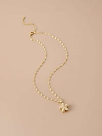 Rotatable Five-Petal Flower Gold Plated Women's Necklace (With gift box)_img_1