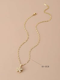 Rotatable Five-Petal Flower Gold Plated Women's Necklace (With gift box)_img_2