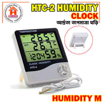 HTC-2 Digital Thermometer Hygrometer Electronic Temperature Humidity Meter | Indoor & Outdoor Sensor | Clock + Weather Station_img_0