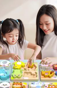 Kids Early Educational Building Block Montessori Cartoon 3D Wooden Puzzle Set for your BABY'S Concentration_img_0