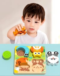 Kids Early Educational Building Block Montessori Cartoon 3D Wooden Puzzle Set for your BABY'S Concentration_img_1