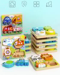 Kids Early Educational Building Block Montessori Cartoon 3D Wooden Puzzle Set for your BABY'S Concentration_img_3