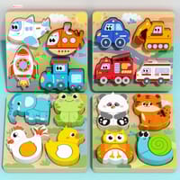Kids Early Educational Building Block Montessori Cartoon 3D Wooden Puzzle Set for your BABY'S Concentration_img_4