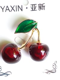 Elegant Enamel Cherry Brooch_img_1