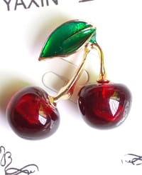 Elegant Enamel Cherry Brooch_img_2