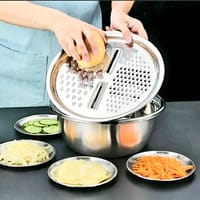 3 in 1 Stainless Steel Drain Basket Vegetable Cheese Grater Fruit Rice Food Washing Bowl Strainer Set Salad Bowl_img_5