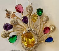 Peacock Brooch with Colorful Gemstones_img_2