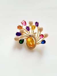 Peacock Brooch with Colorful Gemstones_img_1