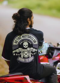 VE Gear “RETRO MOTORCLUB”  Black and White Oversized Drop Shoulder T-shirt_img_3