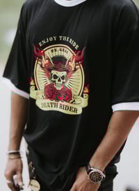 VE Gear “DEATH RIDER”  Black and white Oversized T-shirt_img_3