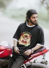 VE Gear “DEATH RIDER”  Black and white Oversized T-shirt_img_6