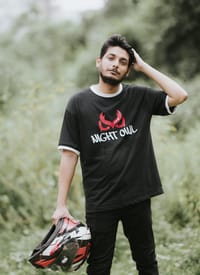 VE Gear “NIGHT OWL” Black and white Oversized Drop Sholder T-shirt_img_3