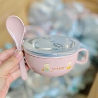 স্টেইনলেস স্টিলের শিশুর খাবারের বাটি চামচ সেট সহ_img_2