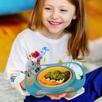 শিশুর খাওয়ানোর জন্য ঢাকনা সহ গাইরো বোল 360 ডিগ্রি ঘূর্ণায়মান বাটি_img_2