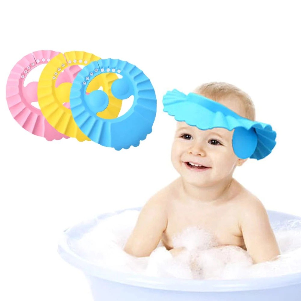 Baby Bathing Shower Cap Hat With Ear Wash Hair Shield_img_3