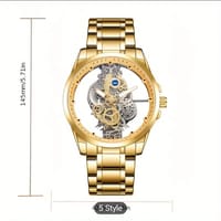 LOUISIFS Men'S Dual-Sided Transparent Hollow-Out Quartz Watch with Luminous Hands, Stainless Steel Band & Faux Leather Strap, Sporty Design, World Time Function, Battery-Powered, Ideal for Halloween, Christmas, Thanksgiving Gifts, Casual Wristwatch 28_img_1