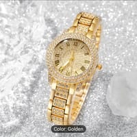 Elegant Rhinestone Watch and Bracelet Set - Luxury Quartz Movement, Non, Round Case, Alloy Band, Dial with Roman Numerals, Perfect for Ramadan Gift 29_img_2
