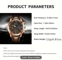 WOKAI Men's Business Quartz Watch - Rose Golden Accents, Brown Faux Leather Strap, Black Dial with Roman Numerals & World Time Zone, Elegant Analog Display for Casual Attire, WOKAI 031_img_3