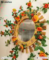 23'' wooden Mirror wave + Orange rose vine_img_1