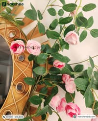 wooden mirror 23'' wooden wave + pink rose vine_img_2