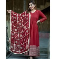 Jarget Febric Traditional black and gold Secuence Anarkoli_img_2