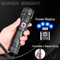 Rechargeable Zoom LED Flashlight USB Torch Light – With Battery_img_1