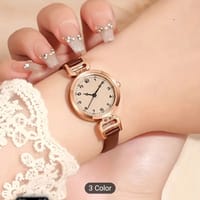 A Round Case Women'S Watch with a Faux Leather Strap, Featuring a Minimalist Retro Style That Is Trendy And Fresh, Suitable for Casual Wear. This Quartz Watch with Numeric Pointers Is Perfect for Teenagers, Students, And Office Workers As a Daily Ac 33_img_0