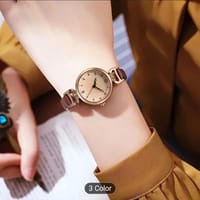 A Round Case Women'S Watch with a Faux Leather Strap, Featuring a Minimalist Retro Style That Is Trendy And Fresh, Suitable for Casual Wear. This Quartz Watch with Numeric Pointers Is Perfect for Teenagers, Students, And Office Workers As a Daily Ac 33_img_1