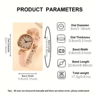 A Round Case Women'S Watch with a Faux Leather Strap, Featuring a Minimalist Retro Style That Is Trendy And Fresh, Suitable for Casual Wear. This Quartz Watch with Numeric Pointers Is Perfect for Teenagers, Students, And Office Workers As a Daily Ac 33_img_3