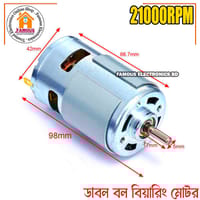 775 DC Motor Double Ball Bearing DC 12V-18V 21000RPM Big Torque Speed Low Noise RS775 5mm Shaft with Cooling Fan for Car Wash Pump Water Pump Sprayer Electric DIY Drill Tools_img_1