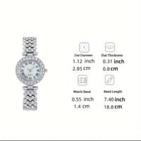 [1pc Elegant Ladies' Rhinestone Wristwatch] 1pc Elegant Ladies' Rhinestone Roman Numeral Quartz Wristwatch, Casual Style Round Alloy Case with Bracelet Band, Non- Fashion Timepiece with Button Battery 34_img_1