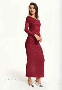 Burgundy Glitter Off-Shoulder Dress_img_1