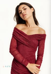 Burgundy Glitter Off-Shoulder Dress_img_3