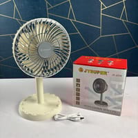 Jy Super JY-2218 Professional Rechargeable Portable Mini Table Fan Strong Wind Left to Right Oscillating Angle 45 Degrees - AC/DC_img_1