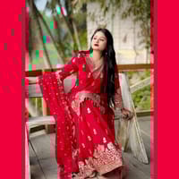 Royal Red Silk Bridal Lehenga_img_0