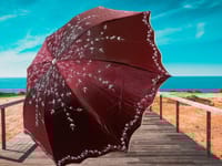 Ladies Fashionable And Elegant Anti Uv Sunshade Print Border Lace Umbrella_img_3