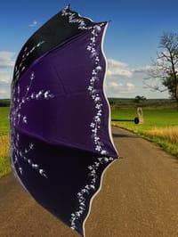 Ladies Fashionable And Elegant Anti Uv Sunshade Print Border Lace Umbrella_img_8