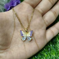 Fantasy Colorful Acrylic Butterfly Pendant Necklace For Womens_img_1