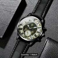 Classic Roman Numeral Patterned Face Men's Quartz Watch 47_img_2