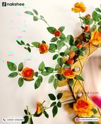 23'' wooden Mirror wave + Orange rose vine_img_2